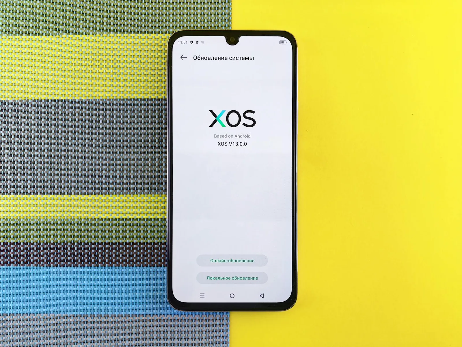 Smartphone mit technischen Systemdetails als Symbol für Versionsnummer, Update-Status und Fehlersuche