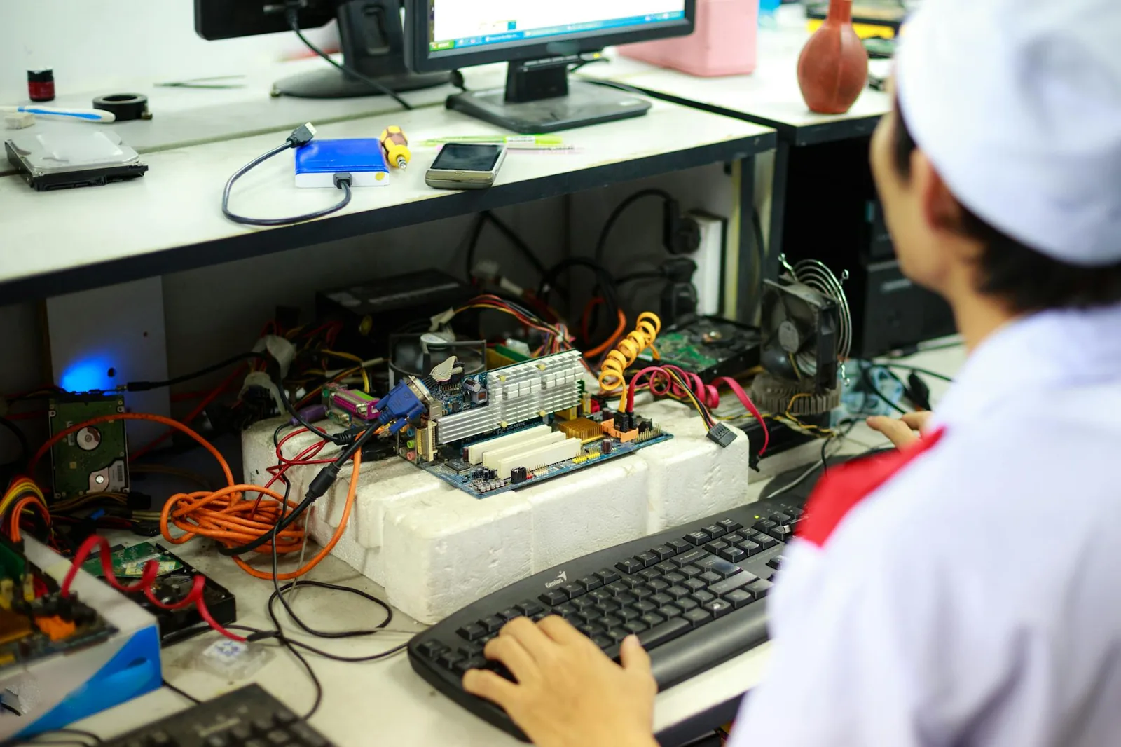 Techniker arbeitet an einem Computer, passend zur Vorbereitung eines Rettungsmediums